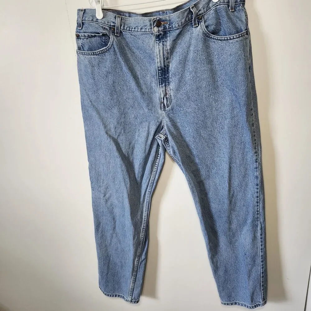 Vtg 90s Y2K Levis Orange Tab Jeans Mens 44x32 Relaxed Fit Light Wash Denim USA